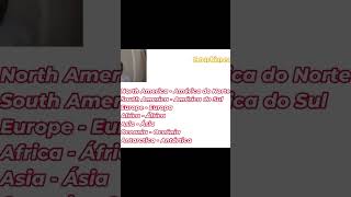 Continentes do mundo inglês english 2024 learnenglish shorts seinscreve [upl. by Virge]