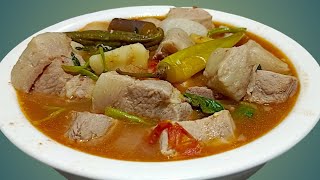 Traditional Sinigang na Pork Belly with Gabi Filipino Style Sour Pork with vegetable [upl. by Suinuj]