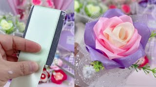 How to make ribbon rose  Ribbon flower tutorial [upl. by Akehsal]