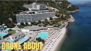 Atlantica Nissaki Beach Hotel Greece Corfu 4K Drone footage [upl. by Aicilec13]