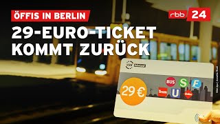 Berliner 29EuroTicket kommt 2024 zurück [upl. by Ahtenak789]