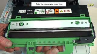 Replacing Waste Toner Box WT229CL Brother DCPL3520 MFCL8390 [upl. by Woodrow]