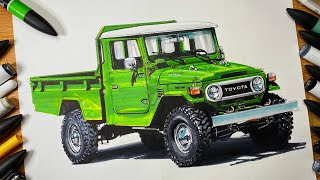 Drawing TOYOTA Land Cruiser [upl. by Etteuqal]