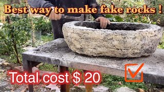 FAKE ROCKS cement planters the absolute cheapest fastest and most effective way to make them … [upl. by Htebsil842]