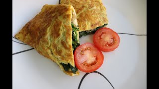 OMELETTE AUX EPINARDS ET AU CHAMPIGNON EASY SPINACH AND MUSHROOM OMELET RECIPE [upl. by Mariette]