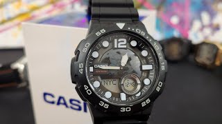 The First Look And Unboxing Of The Casio AEQ100W1AVCF quot3D Dialquot AnaDigi [upl. by Franckot897]