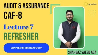 CAF 8 Refresher Lecture 7  Audit amp Assurance  ICAP  ICAI [upl. by Ricki741]