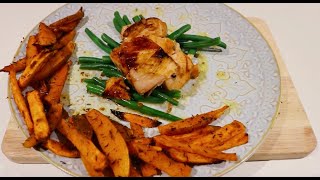 Meal for students Easy salmon and sweet potato fries [upl. by Stockton]