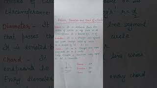 What is radius  diameter and chord of a circle  shorts [upl. by Eimoan]