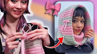 CROCHETING A COQUETTE TURTLENECK HOOD  BALACLAVA  Perfect for winter DIY [upl. by Kopaz]