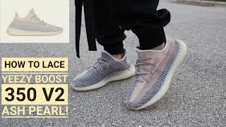 How to Lace Yeezy 350 V2 quotAsh Pearlquot amp On Feet 2021 [upl. by Korns23]