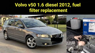 Volvo v50 16 diesel 2012 fuel filter replacement Вольво В50 Замена топливного фильтра [upl. by Harilda174]