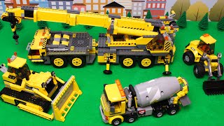 Lego Bulldozer Concrete Mixer Dump Truck Crane Tractors and experemetal cars and trucks for Kids [upl. by Araik914]