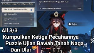 All 33 Kumpulkan Ketiga Pecahannya  Puzzle Ujian Bawah Tanah Naga Dan Ular  Genshin Impact [upl. by Ocsicnarf833]