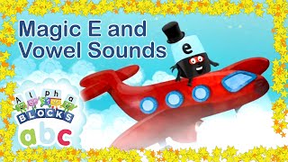 officialalphablocks  Magic E and Vowel Sounds  Back to School  Phonics  Learn to Read [upl. by Oniram671]