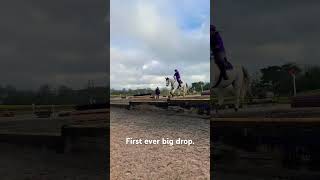 Horses first time going down a big drop at Arena Eventing Camp [upl. by Nehepts]