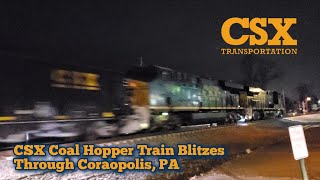 CSX Coal Hopper Train Blitzes Through Coraopolis PA [upl. by Tanah552]