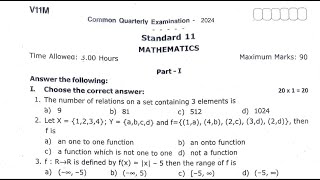 11TH STD MATHS QUARTERLY EXAM ORIGINAL QUESTION PAPER2024nammatuition 11TH MATHS100 [upl. by Luar]