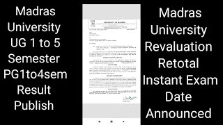 Madras University April 2024 Result Published Revaluation Instant exam date announced [upl. by Daune411]