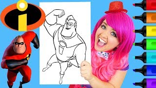 Coloring The Incredibles Disney Pixar Coloring Page Prismacolor Paint Markers  KiMMi THE CLOWN [upl. by Anatole228]