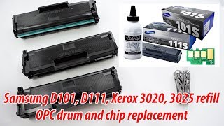 How to Refill Samsung D101 D111 toner cartridges OPC Drum and Chip Replacement [upl. by Kielty]