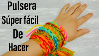 Como hacer una pulsera tejida a crochet con sobrantes de lana o estambre🧶tejidos para principiantes [upl. by Kletter]