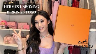 HERMES UNBOXING  BIRKIN 25 TOGO ETOUPE Price 25 vs 30 Comparison Review Mod Shots [upl. by Eetak495]