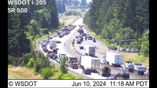 LIVE Authorities in standoff with people inside stolen semitruck cab on I205 [upl. by Suiradal]