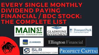 Every Monthly Dividend Financial and BDC Stock The Complete List [upl. by Annerahs]