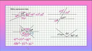 OBLICZANIE MIAR KĄTÓW własności kątów klasa 5 6  zadanie 3 [upl. by Kelwin275]