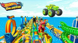 Hot Wheels Unlimited 2  Dino Island Track with Hot Wheels Unlimited  monster truck [upl. by Leima]