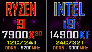 INTEL i9 14900KF vs RYZEN 9 7900X3D  PC GAMES TEST [upl. by Ynnohj]