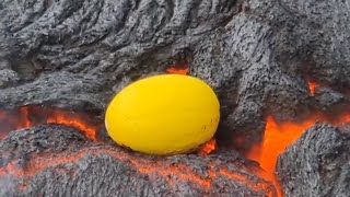 How hot is the lava Lava and Melon Experiment at Iceland Volcano 200521 [upl. by Yggam]