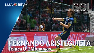 Gol de F Aristeguieta  Toluca 0  2 Morelia  Apertura 2019  Jornada 9  Liga BBVA MX [upl. by Alket]