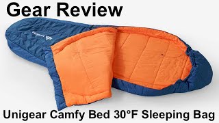 Unigear Camfy Bed 30℉ Sleeping Bag Review [upl. by Leuqram]