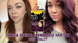 DYING MY HAIR PURPLE  USING GARNIER OLIA DEEP VIOLET  316 [upl. by Yanttirb]