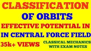 CLASSIFICATION OF ORBITS  EFFECTIVE POTENTIAL  CENTRAL FORCE  CLASSICAL MECHANICS  EXAM NOTES [upl. by Zigrang]