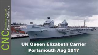 HMS Queen Elizabeth Aircraft Carrier Portsmouth Aug 2017 HD [upl. by Fenner]