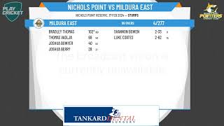 Sunraysia Cricket Association  1st Div Tankard Dental  Rd13  Nichols Point v Mildura East  Day 1 [upl. by Odracer298]