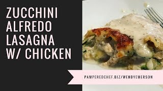 LOW CARB Chicken Alfredo Lasagna with Zucchini Noodles [upl. by Eelirak]