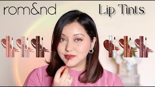 Romampnd Juicy Lasting amp Glasting Water Tints Review amp Lip Swatches 6 shades [upl. by Eednak]