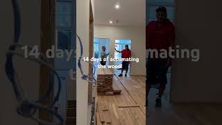 14 days of acclimating the wood floor construction home contractor diy home work [upl. by Eenaej]