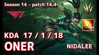 【KRサーバーC1】T1 Oner ニダリーNidalee VS リーシンLeesin JG  Patch144 KR Ranked【LoL】 [upl. by Aradnahc]