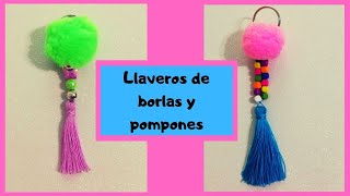 LLAVEROS CON BORLAS Y POMPONES  DIY manualidades faciles  Ideas día de las madres [upl. by Nosmirc]