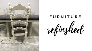 Painting and Staining an Old Dining Room Set  Newly Reupholstered Chairs [upl. by Oballa]