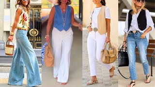 👉 Elegant Vest Outfits for Women Over 60  Womens Fashion Trends 2024 [upl. by Llecrep]