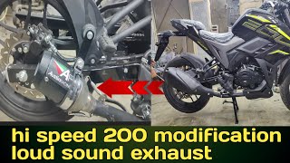 Hi speed 200cc new model bike install loudest exhaust  hi speed 200cc bike [upl. by Selwin38]