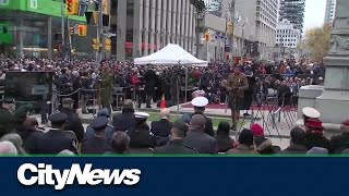 Hundreds gather in Downtown Toronto for Remembrance Day ceremony [upl. by Seiuqram]