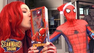 SpiderMan SPIDERVERSE CHRISTMAS FLASH MOB Giving Gifts Prank [upl. by Grail50]