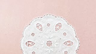 Hand Embroidery White Work Doily Making Hedebo Embroidery [upl. by Etnahsal292]